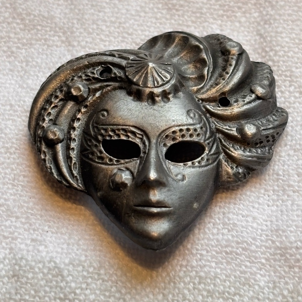 Pewter Drama Theatre Mask Brooch